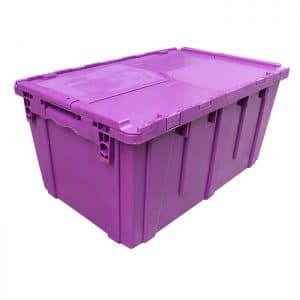  Plastic Attached Lid Shipping & Storage Container,  25-1/4x16-1/4x13-3/4, Red - Lidded Home Storage Bins